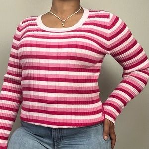 Liz Claiborne Knitted Pink Stripe Sweater